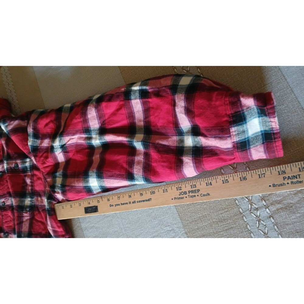 Vintage Wrangler Red Plaid Flannel Shacket Men's Medium Sherpa Fleece Lined Warm - Picture 11 of 11